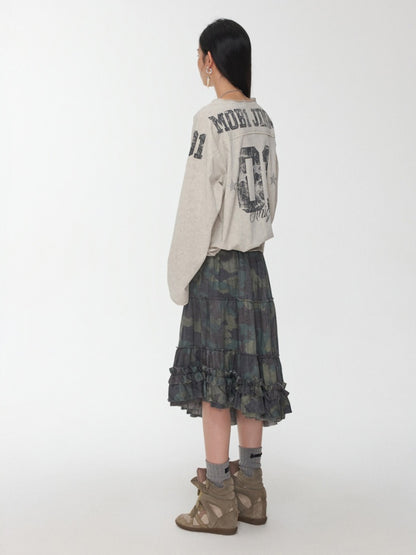 American Football Sports Print Hot Diamond T-Shirt Oversize Dropped Shoulder Long Sleeve Top【s0000014978】
