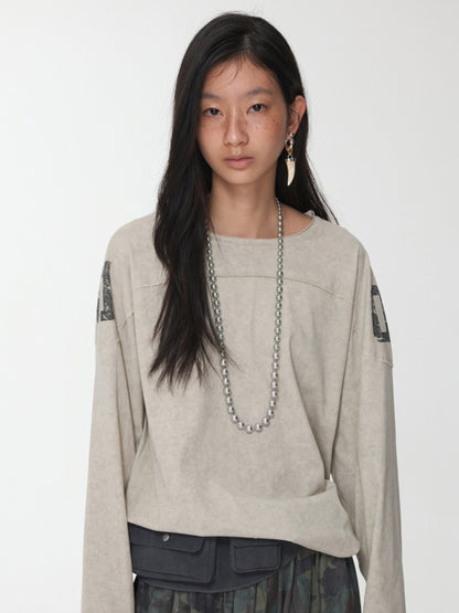 American Football Sports Print Hot Diamond T-Shirt Oversize Dropped Shoulder Long Sleeve Top【s0000014978】