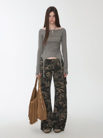 Rhinestone Garter With Boat Neck Wrinkled Knitted Base Layer Slim Down Lazy Top【s0000014979】