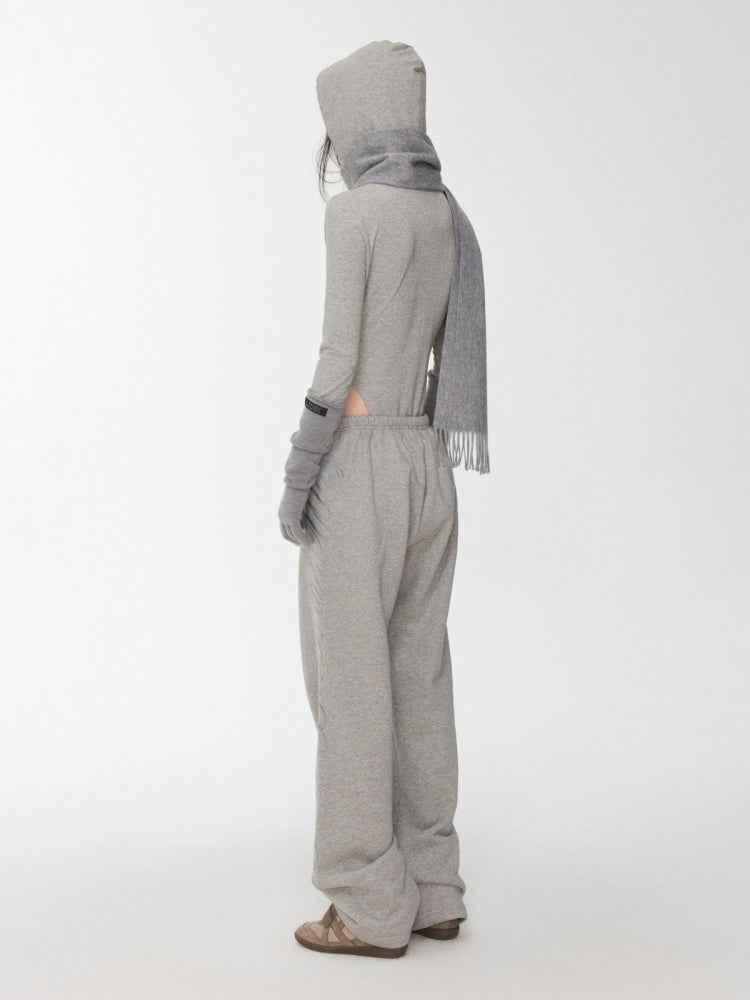 Letter Embroidery Drawstring Hooded Slim Bodysuit Slim Waist Top【s0000014980】