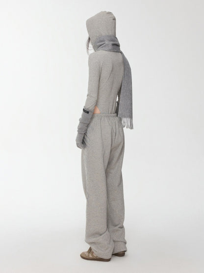 Letter Embroidery Drawstring Hooded Slim Bodysuit Slim Waist Top【s0000014980】