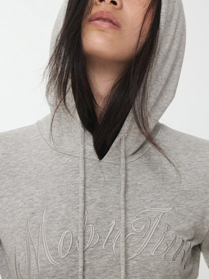 Letter Embroidery Drawstring Hooded Slim Bodysuit Slim Waist Top【s0000014980】