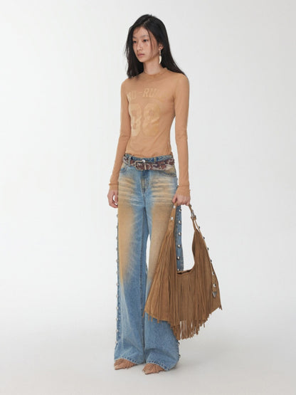 Flocked Sports Mesh Print Turtle Neck Base Shirt Sheer Fit Slim Top【s0000014981】