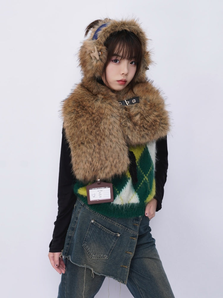 Plush Solid Color Warm Scarf Cute Cold-Proof Earmuffs【s0000014983】