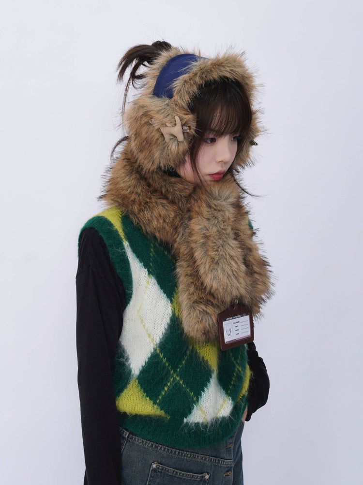 Plush Solid Color Warm Scarf Cute Cold-Proof Earmuffs【s0000014983】