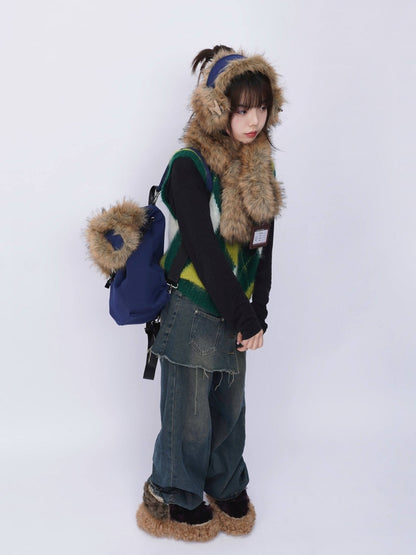 Plush Solid Color Warm Scarf Cute Cold-Proof Earmuffs【s0000014983】