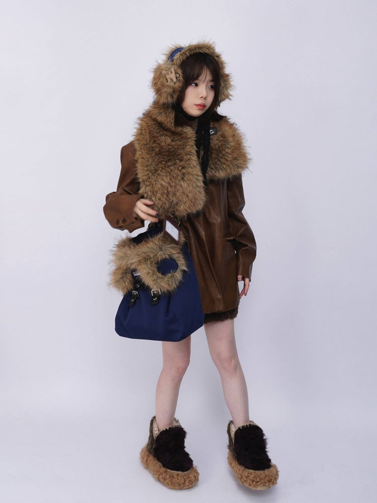 Plush Solid Color Warm Scarf Cute Cold-Proof Earmuffs【s0000014983】