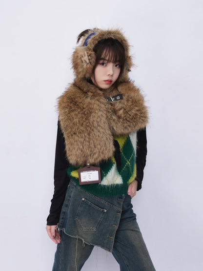 Heavy Industries Plush Panels Warm Bib Neck Versatile Scarf【s0000014984】