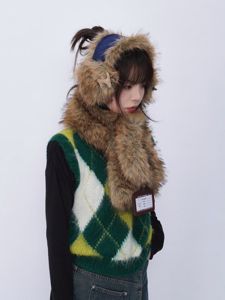 Heavy Industries Plush Panels Warm Bib Neck Versatile Scarf【s0000014984】