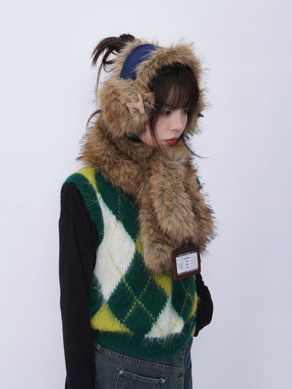 Heavy Industries Plush Panels Warm Bib Neck Versatile Scarf【s0000014984】