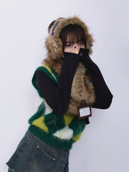 Heavy Industries Plush Panels Warm Bib Neck Versatile Scarf【s0000014984】