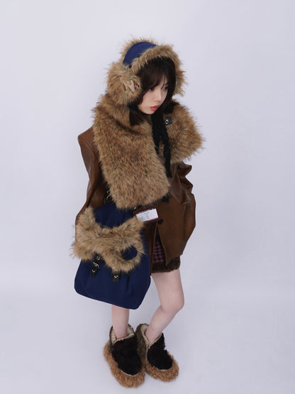 Heavy Industries Plush Panels Warm Bib Neck Versatile Scarf【s0000014984】