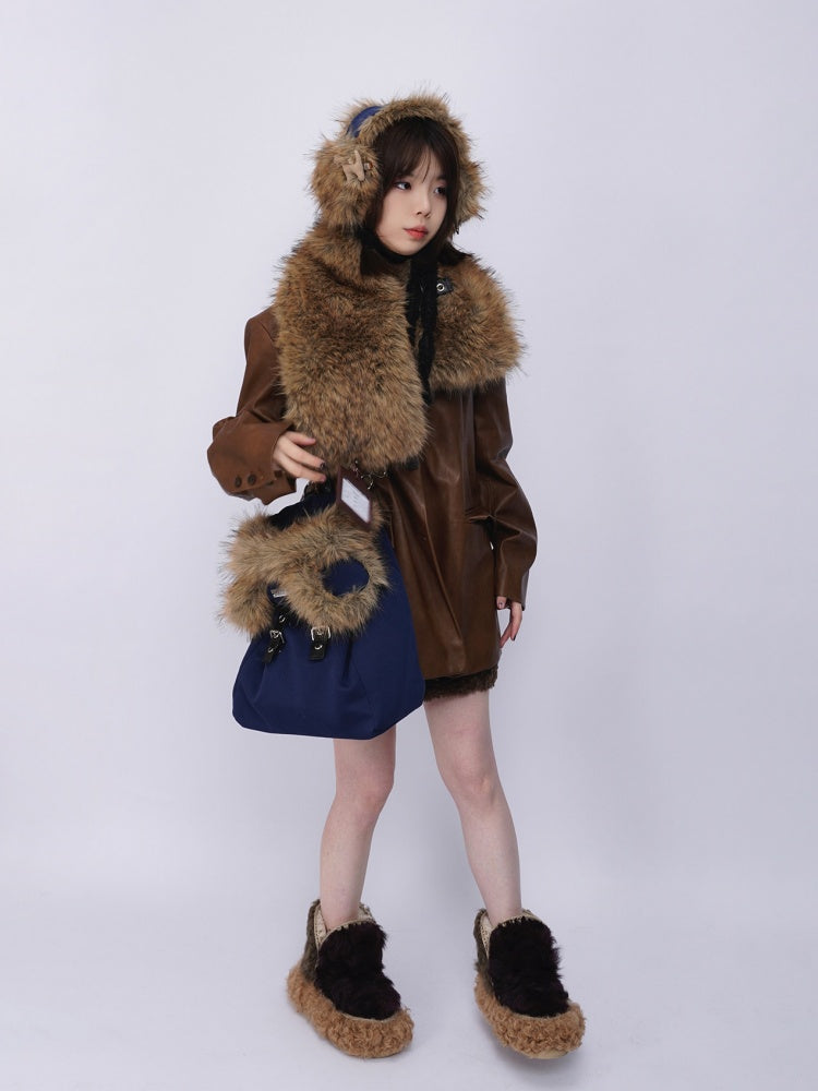 Heavy Industries Plush Panels Warm Bib Neck Versatile Scarf【s0000014984】