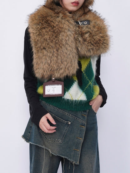 Heavy Industries Plush Panels Warm Bib Neck Versatile Scarf【s0000014984】