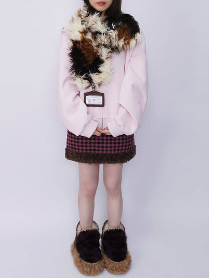 Original Babes Heavy Industries Plush Panels Warm Bib Neck Versatile Scarf【s0000014985】