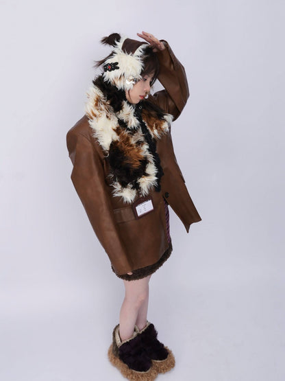 Original Babes Heavy Industries Plush Panels Warm Bib Neck Versatile Scarf【s0000014985】