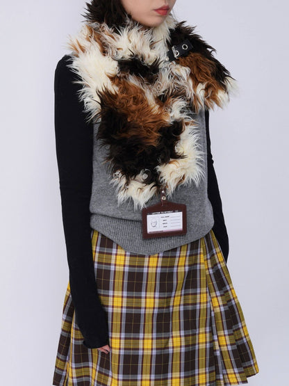 Original Babes Heavy Industries Plush Panels Warm Bib Neck Versatile Scarf【s0000014985】