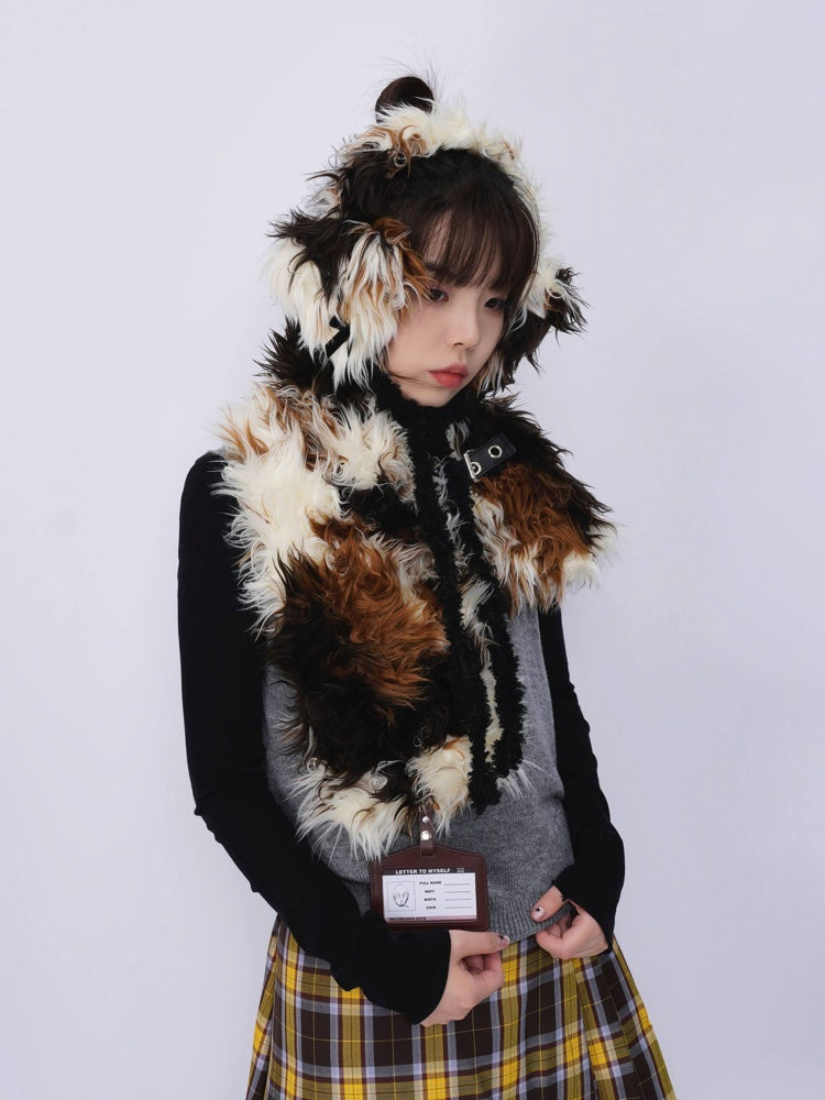 Original Babes Heavy Industries Plush Panels Warm Bib Neck Versatile Scarf【s0000014985】