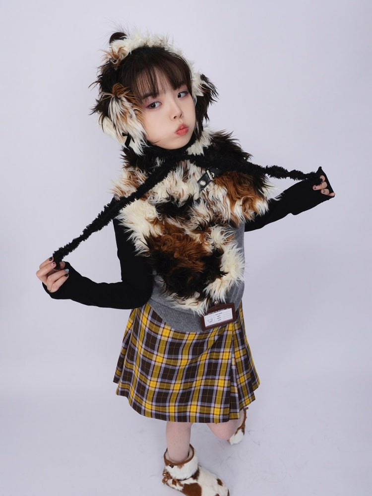 Original Babes Heavy Industries Plush Panels Warm Bib Neck Versatile Scarf【s0000014985】