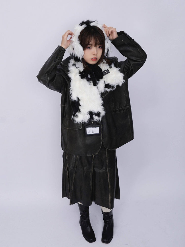 Original Babes Heavy Industries Plush Panels Warm Bib Neck Versatile Scarf【s0000014985】