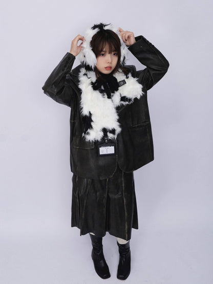 Original Babes Heavy Industries Plush Panels Warm Bib Neck Versatile Scarf【s0000014985】