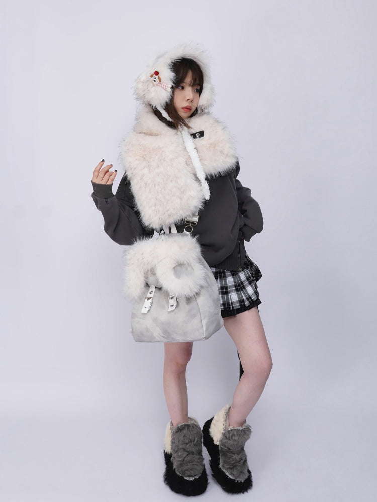 Bear Backpack Cute Class Furry Bag Crossbody Schoolbag【s0000014986】