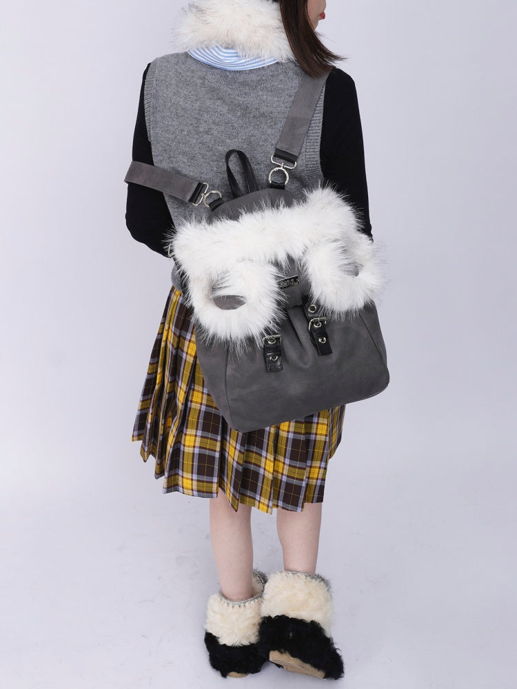 Bear Backpack Cute Class Furry Bag Crossbody Schoolbag【s0000014986】