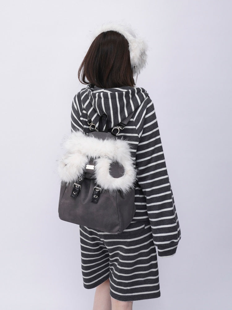 Bear Backpack Cute Class Furry Bag Crossbody Schoolbag【s0000014986】