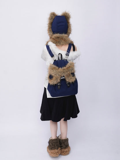Bear Backpack Cute Class Furry Bag Crossbody Schoolbag【s0000014986】