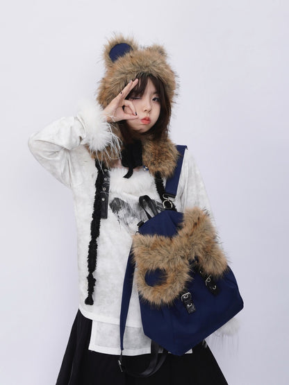 Bear Backpack Cute Class Furry Bag Crossbody Schoolbag【s0000014986】
