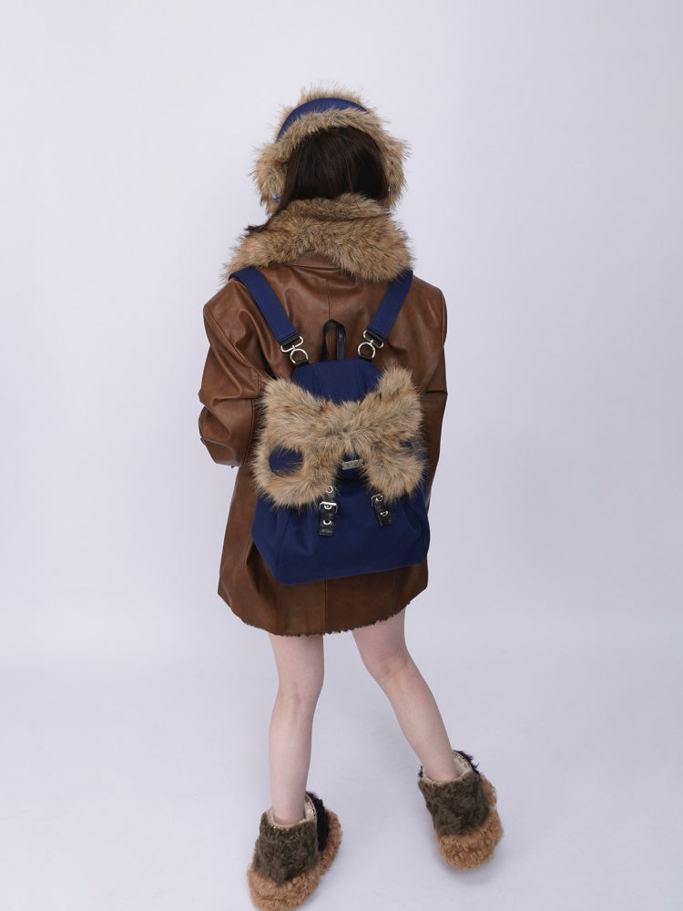 Bear Backpack Cute Class Furry Bag Crossbody Schoolbag【s0000014986】