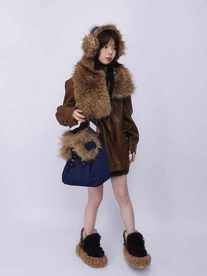 Bear Backpack Cute Class Furry Bag Crossbody Schoolbag【s0000014986】