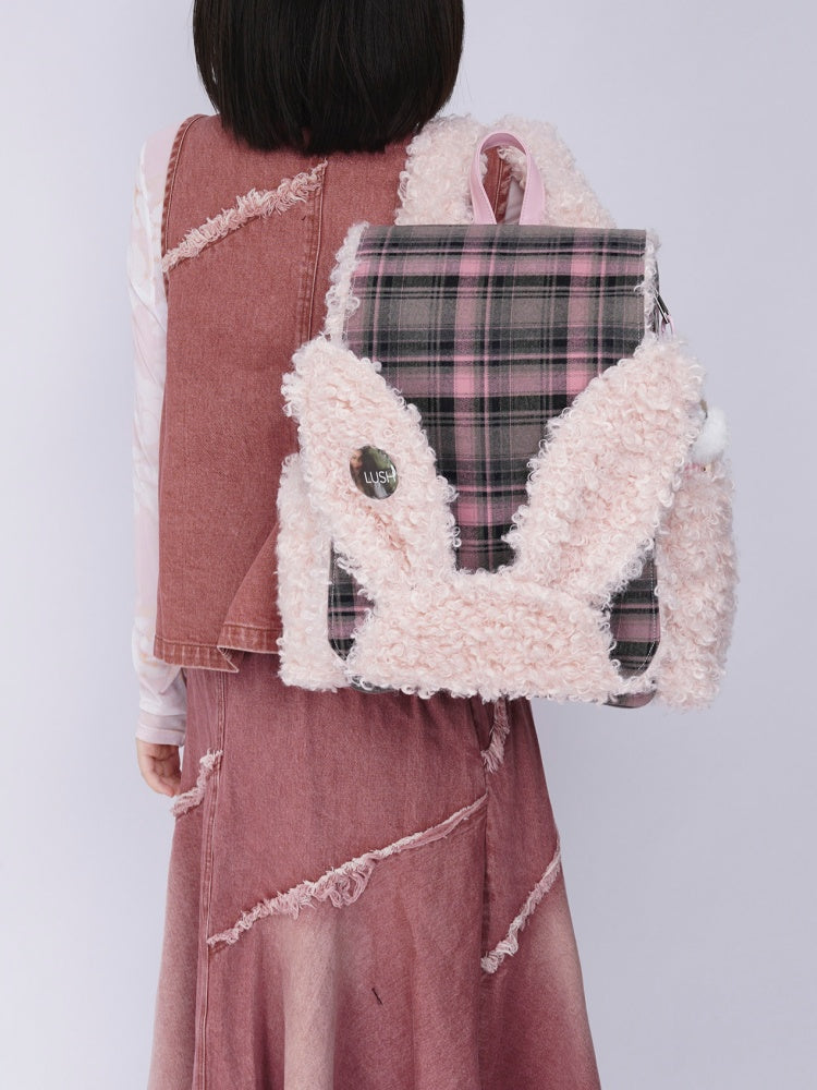 Rabbit Ears Fur Backpack Cute Class Bag Schoolbag【s0000014987】