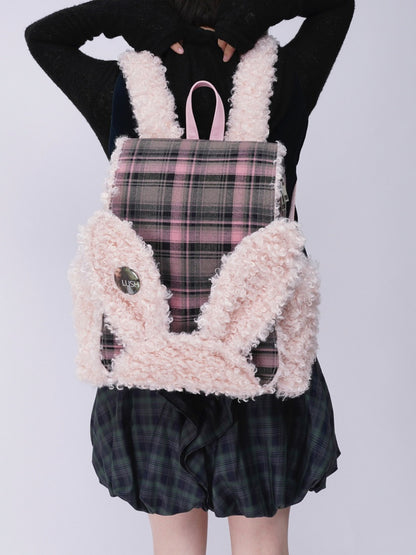 Rabbit Ears Fur Backpack Cute Class Bag Schoolbag【s0000014987】