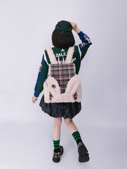 Rabbit Ears Fur Backpack Cute Class Bag Schoolbag【s0000014987】