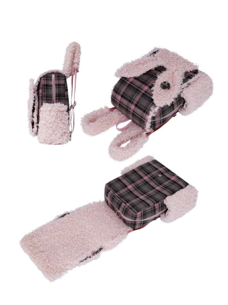 Rabbit Ears Fur Backpack Cute Class Bag Schoolbag【s0000014987】