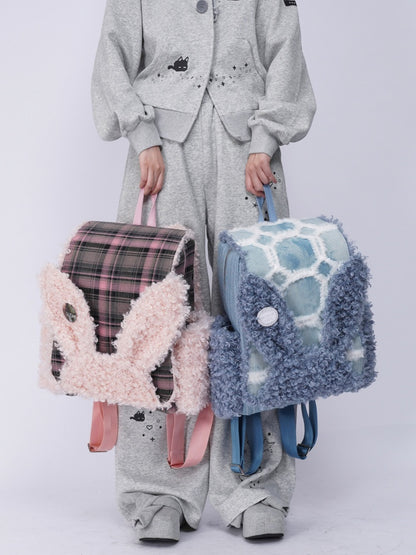 Rabbit Ears Fur Backpack Cute Class Bag Schoolbag【s0000014987】