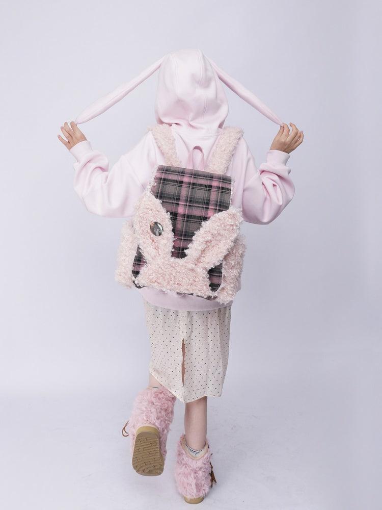 Rabbit Ears Fur Backpack Cute Class Bag Schoolbag【s0000014987】