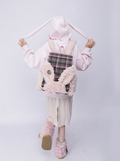 Rabbit Ears Fur Backpack Cute Class Bag Schoolbag【s0000014987】