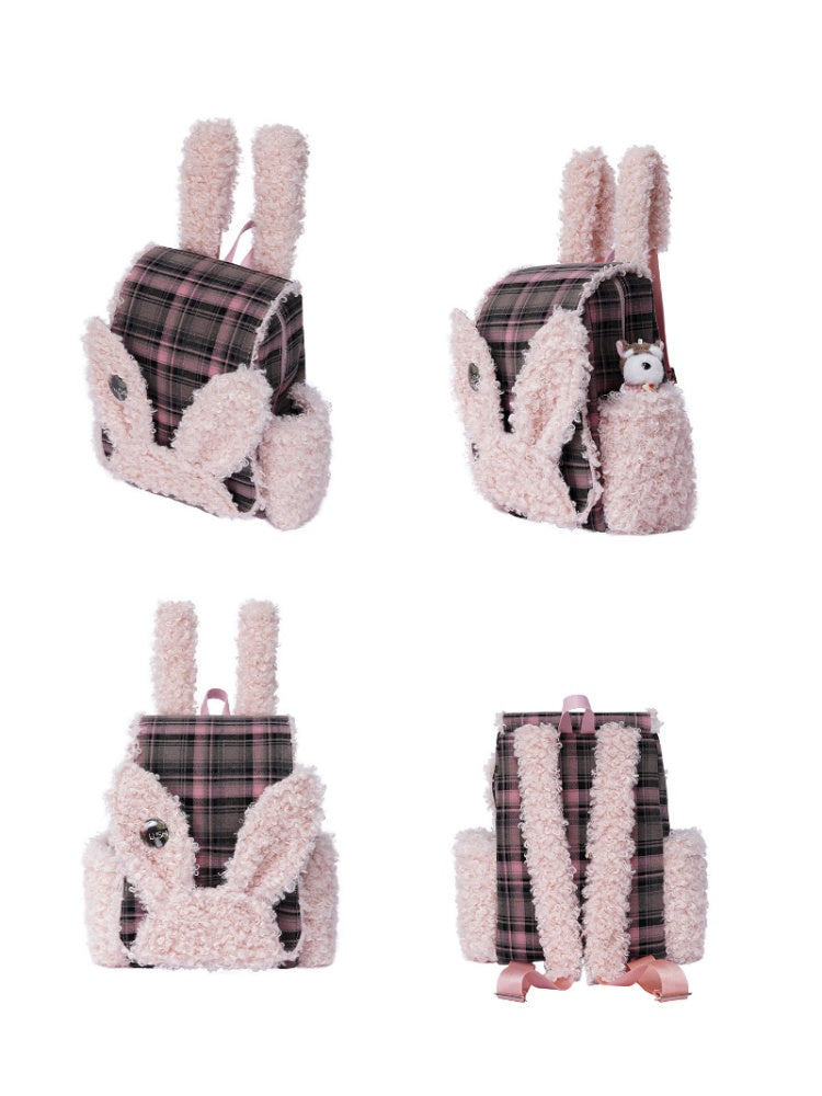 Rabbit Ears Fur Backpack Cute Class Bag Schoolbag【s0000014987】