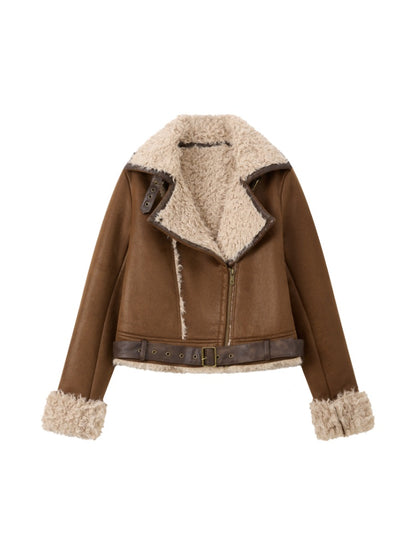 Suede Integrated Thickened Straight Shoulder Short Leather Jacket【s0000014989】