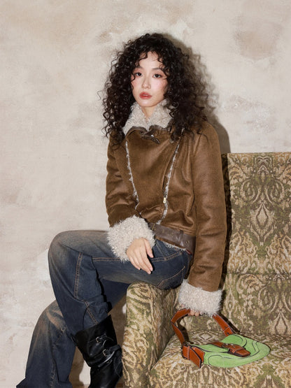 Suede Integrated Thickened Straight Shoulder Short Leather Jacket【s0000014989】