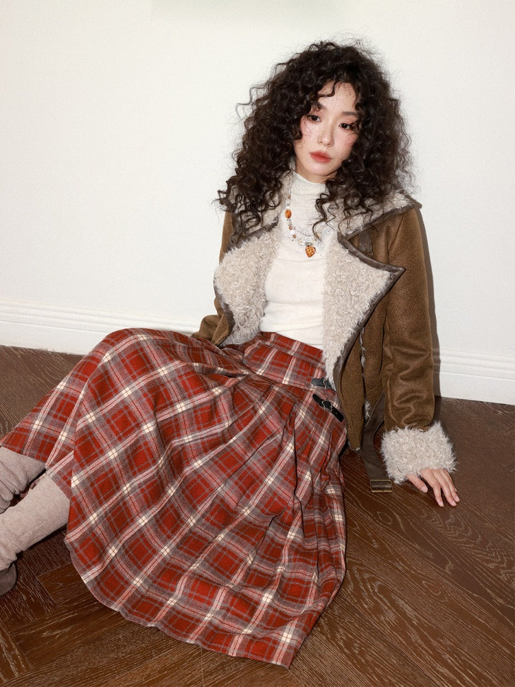 Suede Integrated Thickened Straight Shoulder Short Leather Jacket【s0000014989】