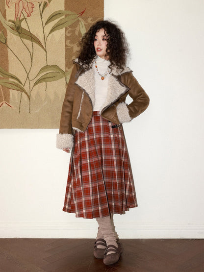 Suede Integrated Thickened Straight Shoulder Short Leather Jacket【s0000014989】