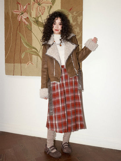 Suede Integrated Thickened Straight Shoulder Short Leather Jacket【s0000014989】