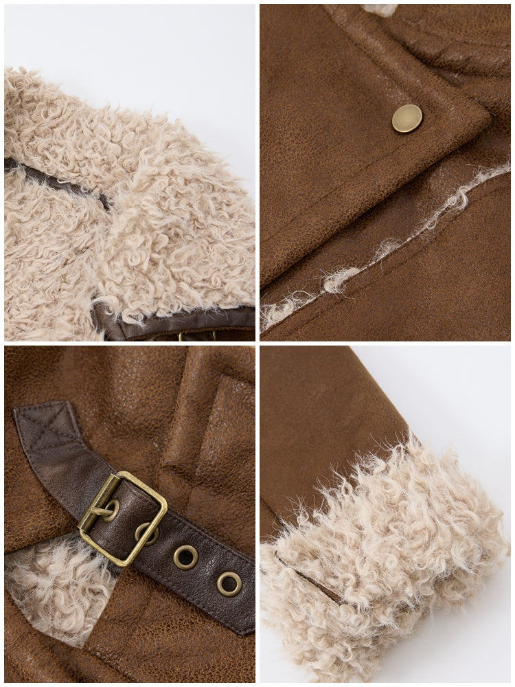 Suede Integrated Thickened Straight Shoulder Short Leather Jacket【s0000014989】