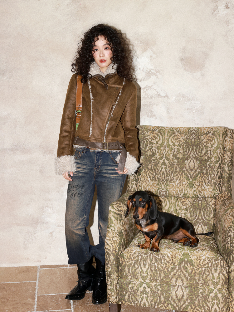 Suede Integrated Thickened Straight Shoulder Short Leather Jacket【s0000014989】