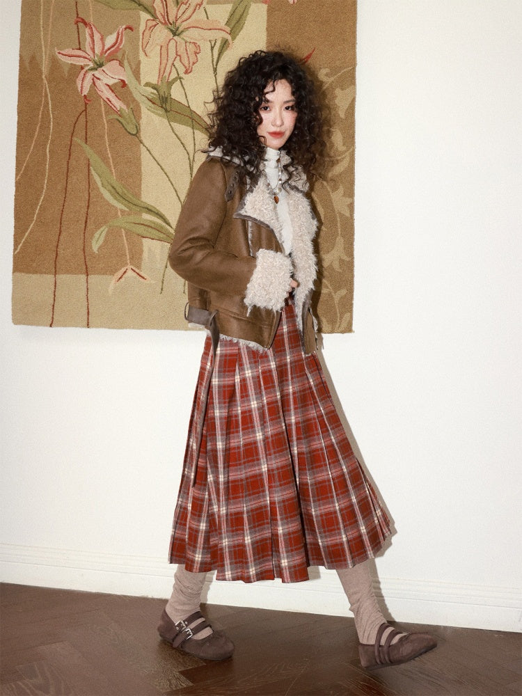 Suede Integrated Thickened Straight Shoulder Short Leather Jacket【s0000014989】