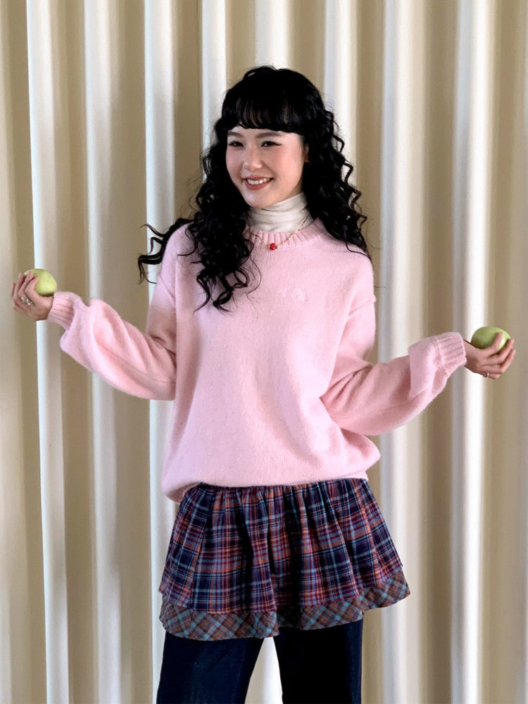 Alpaca Embroidered Pullover Sweater Knitted Top【s0000014990】