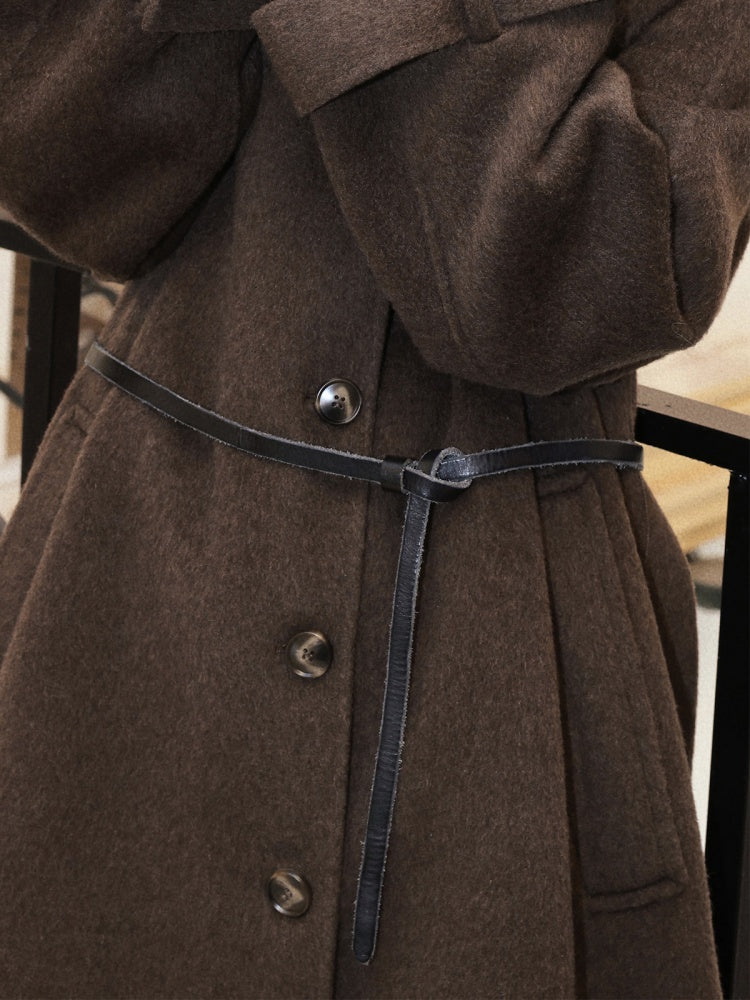 Cowhide Distressed Brushed Edge Leather Thin Waist Belt【s0000014993】